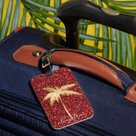 Goldene Palme Traumstrecke Roter Glitzer Gepäckanhänger
