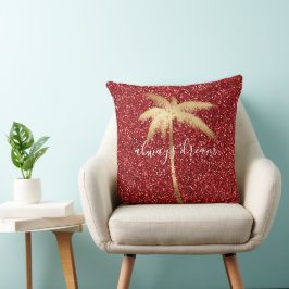 Goldene Palme Traumstrecke Roter Glitzer Kissen