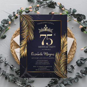 Goldene Palmwedel Marmor 75. Geburtstag Einladung