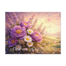 Goldene Päonien- & Wildblumen-Sonnenuntergangs-Pos