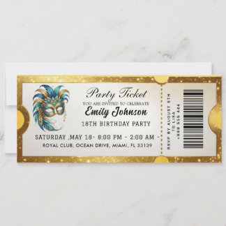 Goldene Parteiticket-Einladung 2026 Einladung