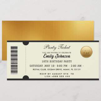 Goldene Parteiticket-Einladung 2026 Einladung