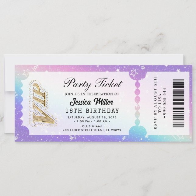 Goldene Parteiticket-Einladung Einladung (Vorderseite)