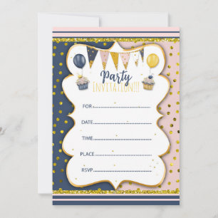 Goldene Party-Einladung zum handschriftlichen Ausf Einladung