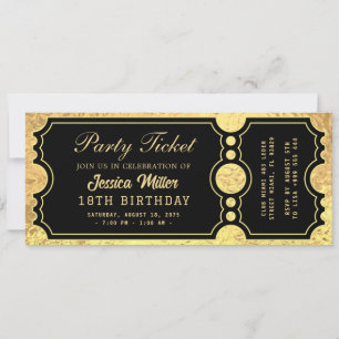 Goldene Party-Ticket-Einladung Einladung