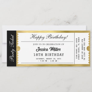 Goldene Party-Ticket-Einladung Einladung