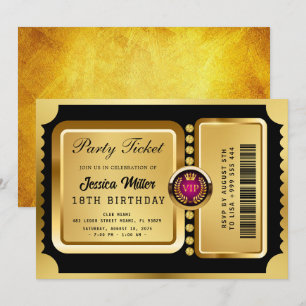 Goldene Party-Ticket-Einladung Einladung