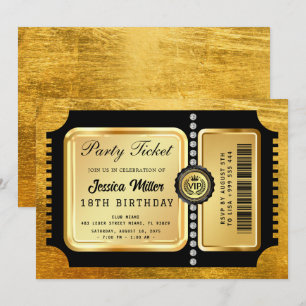 Goldene Party-Ticket-Einladung Einladung