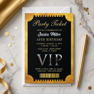 Goldene Party-Ticket-Einladung Einladung
