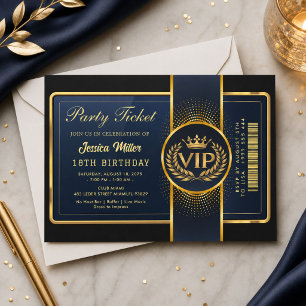 Goldene Party-Ticket-Einladung Einladung
