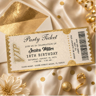 Goldene Party-Ticket-Einladung Einladung