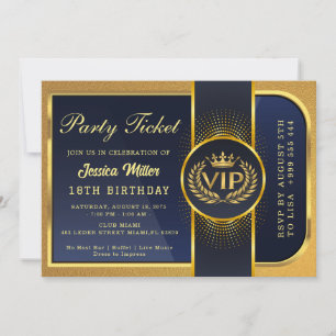Goldene Party-Ticket-Einladung Einladung