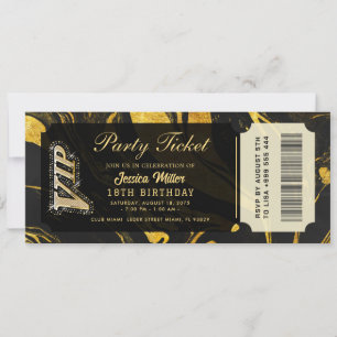 goldene Party-Ticket-Einladungen Einladung