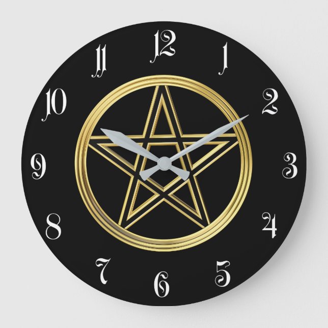 Goldene Pentagramm Große Wanduhr (Vorderseite)