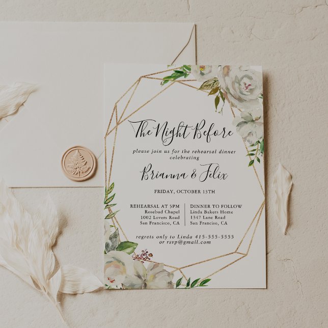 Goldene Peony Night Before Probe Dinner Einladung (Von Creator hochgeladen)