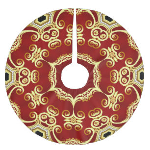 Goldene Perle: dekorative Rahmenzeichnung. Polyester Weihnachtsbaumdecke