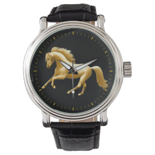 Goldene Pferdebeobachtung Armbanduhr