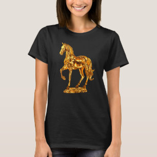 Goldene Pferdeskulptur-Statue 1 T-Shirt