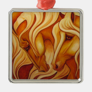 Goldene Pferdeverzierung Ornament Aus Metall