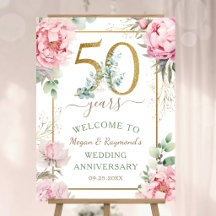 Goldene Pfingstrose Blumen Willkommen zum 50. Hoch