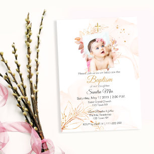 Goldene Pfirsichtaufe Einladung