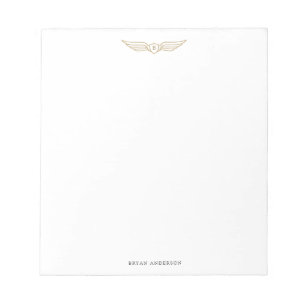 Goldene Pilot Wings Monogramm Notizblock