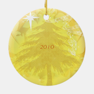 Goldene Pine Tree Weihnachten Foto Keramikornament