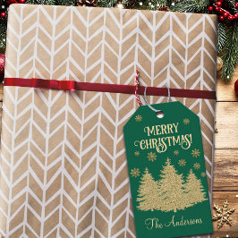 Goldene Pine Trees Gold Schneeflocken Geschenkanhänger