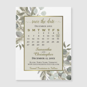 Goldene Pinien Save the Date Kalender Wandern Magnetkarte