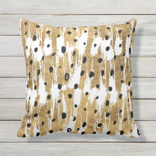 Goldene Pinselstriche Moderne Künstlerische Polka Kissen