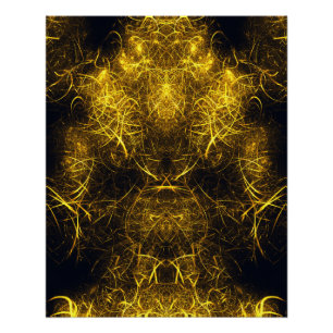Goldene Plasma-Energie-Fraktal-Kunst Poster