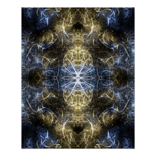 Goldene Plasma Heilige Geometrie Fraktal Kunst Poster