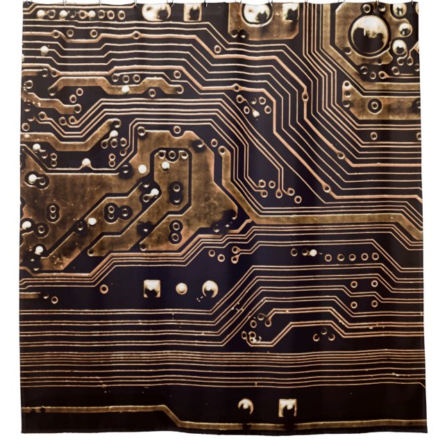 Goldene Platine. Elektronische Computerhardware Duschvorhang (Vorderseite)