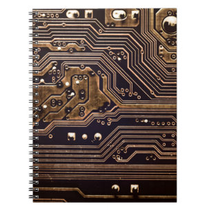 Goldene Platine. Elektronische Computerhardware Notizblock