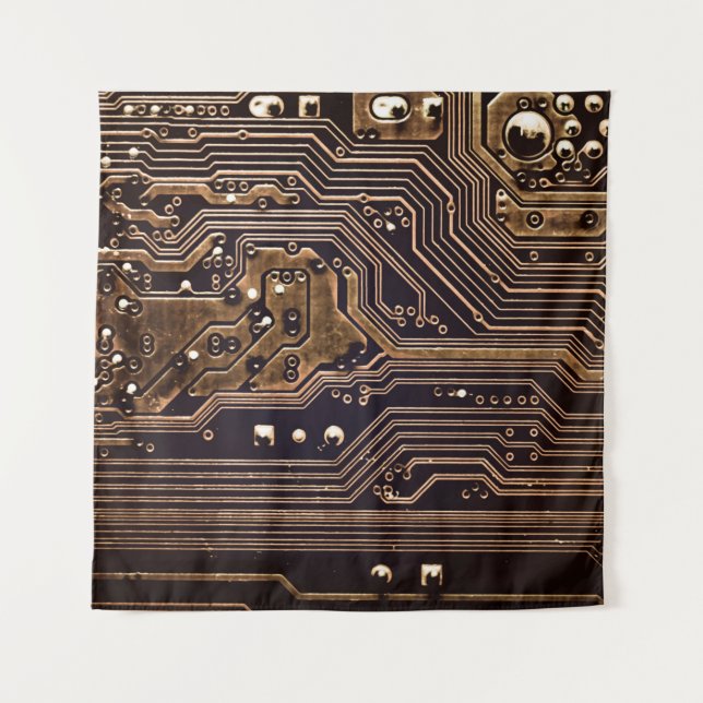 Goldene Platine. Elektronische Computerhardware Wandteppich (Vorderseite)