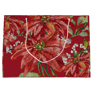 Goldene Poinsettie | Weihnachtskunst Große Geschenktüte