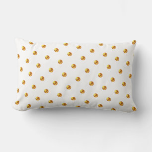 Goldene Polka-Punkte auf Weiß  Lendenkissen