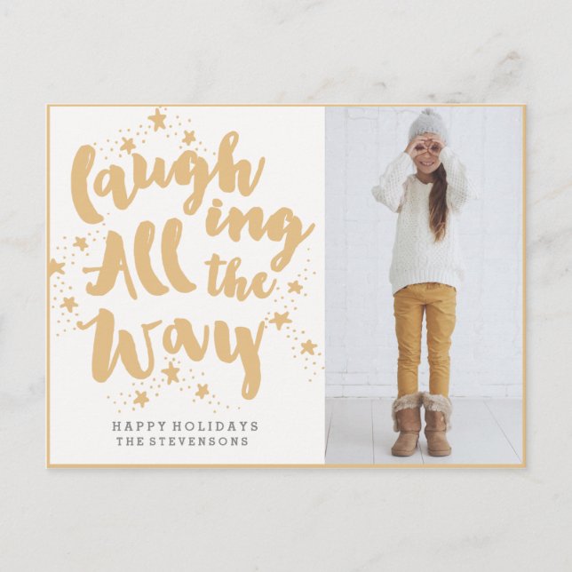 Goldene Postkarte vollständig lachen (Vorderseite)