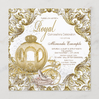 Goldene Prinzessin Quinceañera Einladung