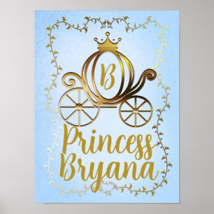 Goldene Prinzessinnen-Kutsche Blaue Geschichtebuch Poster