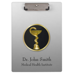 Goldene professionelle Hygieia-Schale Medizin Klemmbrett
