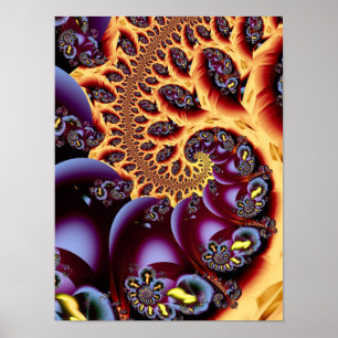 Goldene psychedelische Spiral-Fraktal-Kunst im Her Poster