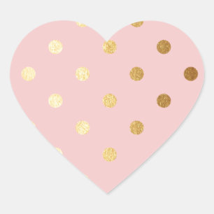 Goldene Punkte auf rosa backround Herz-Aufkleber