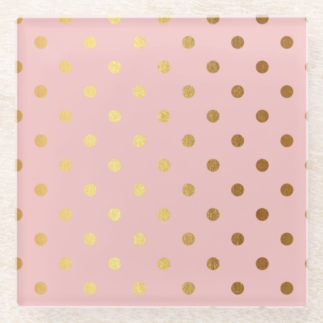Goldene Punkte auf rosa Untergrund Glasuntersetzer (Vorderseite)