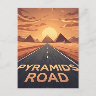 Goldene Pyramidenstraße Ägypten Sonnenuntergang Ku Postkarte