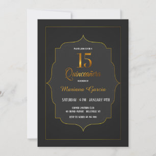 Goldene Quinceañera Einladung
