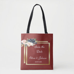 Goldene Rahmen mit Blumen Save the Date Tasche