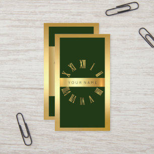 Goldene Rahmen-römische Uhr Cali grüne Vertikale Visitenkarte
