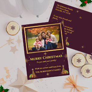 Goldene Rahmen und Sterne Weihnachtsfeiertage Post Feiertagspostkarte