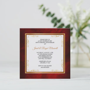 Goldene Rahmenecke Rot 50. Hochzeitstag Einladung